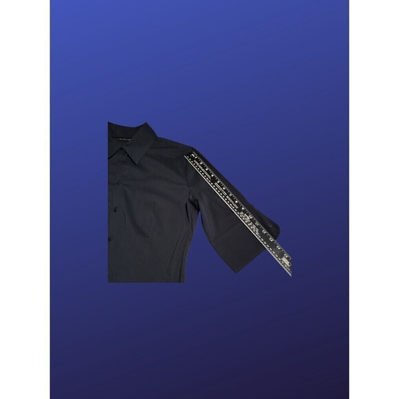 NEW YORK & COMPANY Stretch Shirt, Cuffed Short Sleeve, NAVY BLUE, Size S, NWOT - Picture 5 of 8